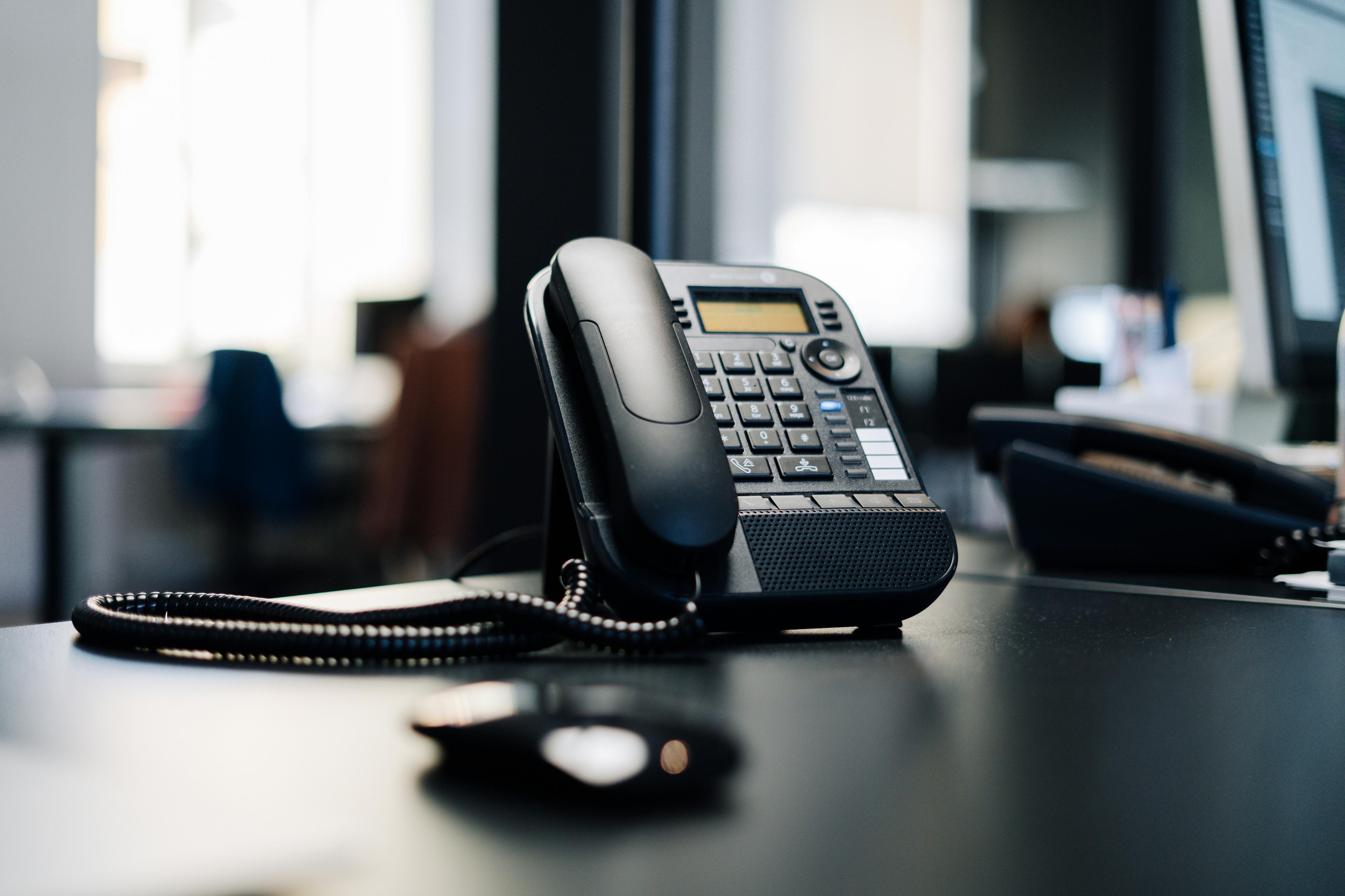 A desk telephone in the Masetra Systems office